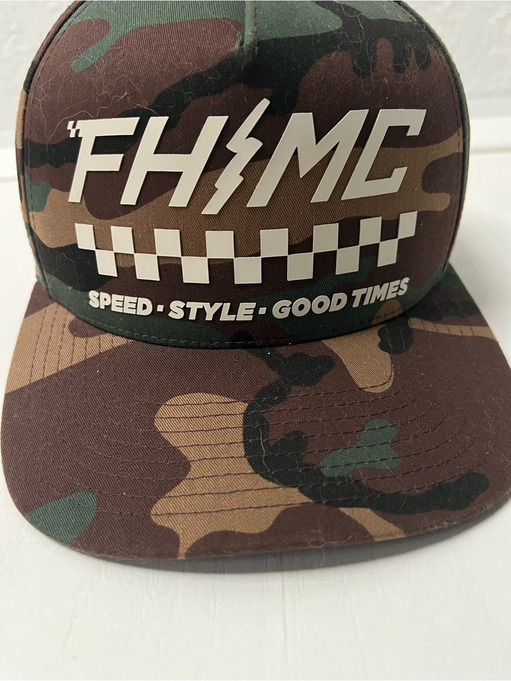 FH/MC Camo Trucker Hat in Green and Brown